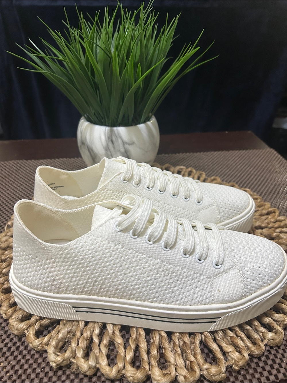 Steven By Steve Madden Women's White Knit Platform Sneakers